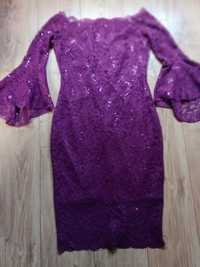 Piękna sukienka fiolet /koronka / cekiny