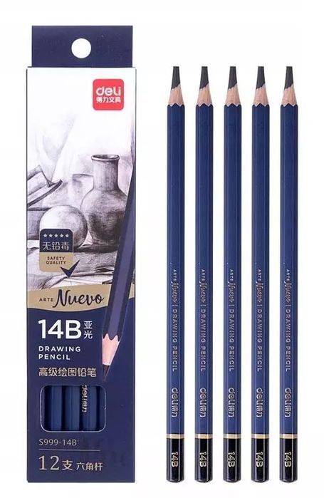 Ołówek 14B do szkicowania Nuevo 12szt. DELI. Nowy Produkt