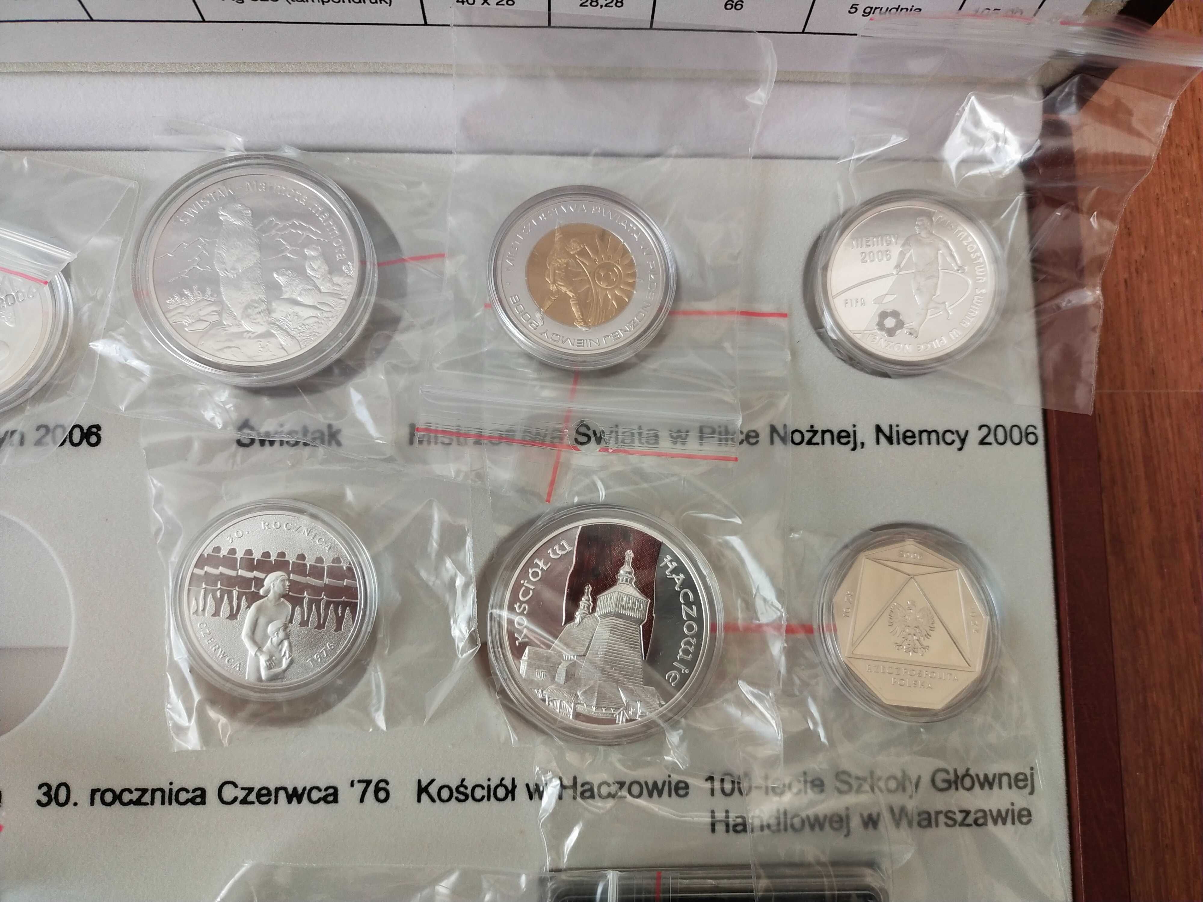 Zestaw srebrnych monet kolekcjonerskich emisja 2006 roku.