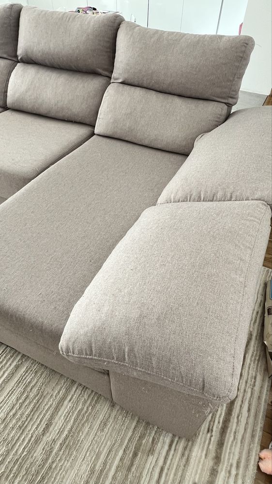 Sofá Chaise Long Bege 270x150cm
