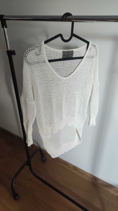Biały sweterek narzutka siateczka Vero moda M