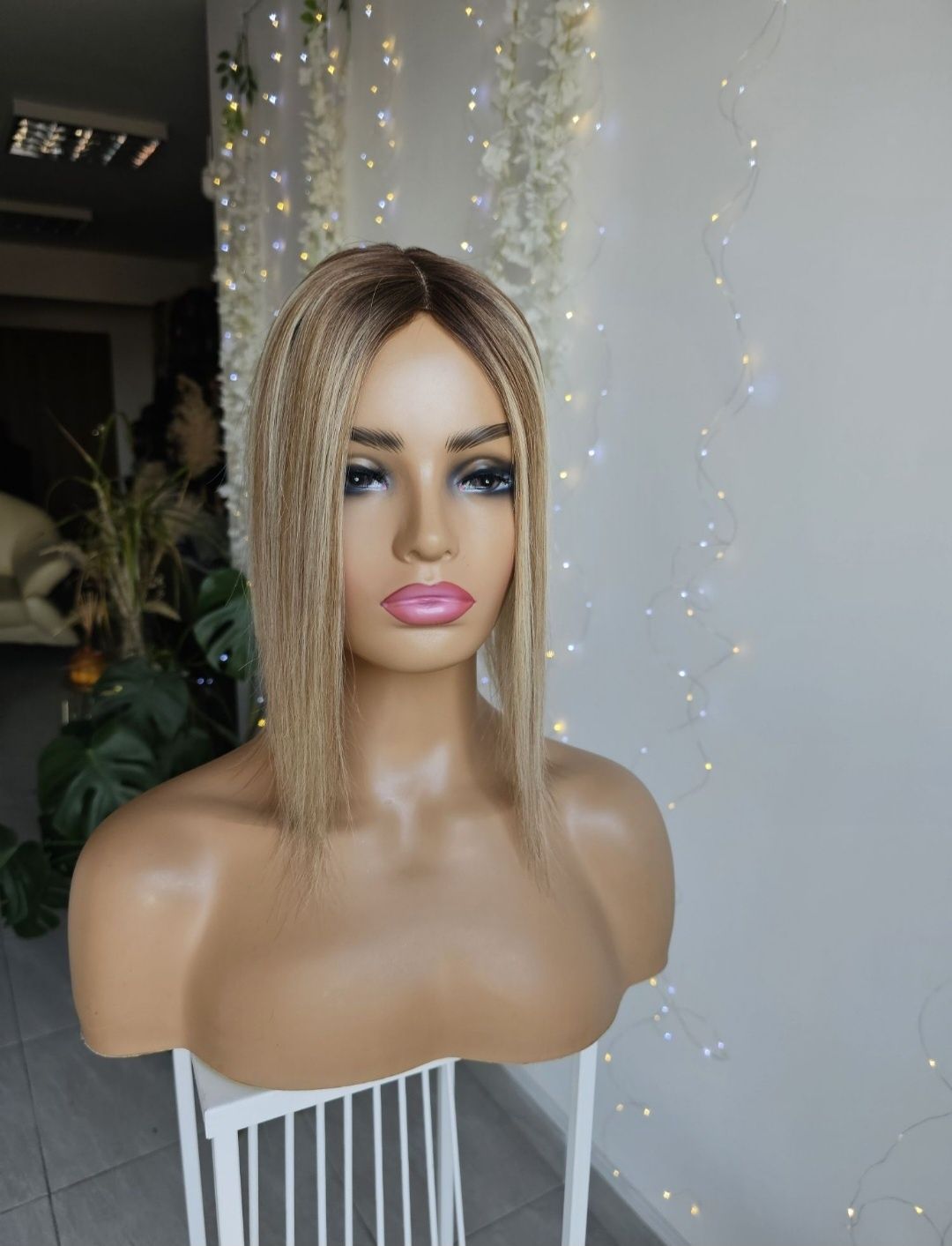 Topper z włosów naturalnych Rita imitacja skóry blond brąz
