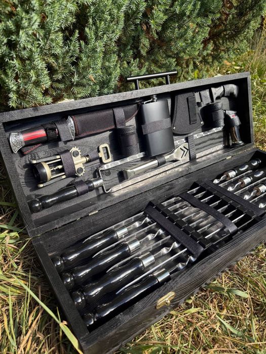 Подарочный набор шампуров в кейсе на подарок мужу мужчине начальнику