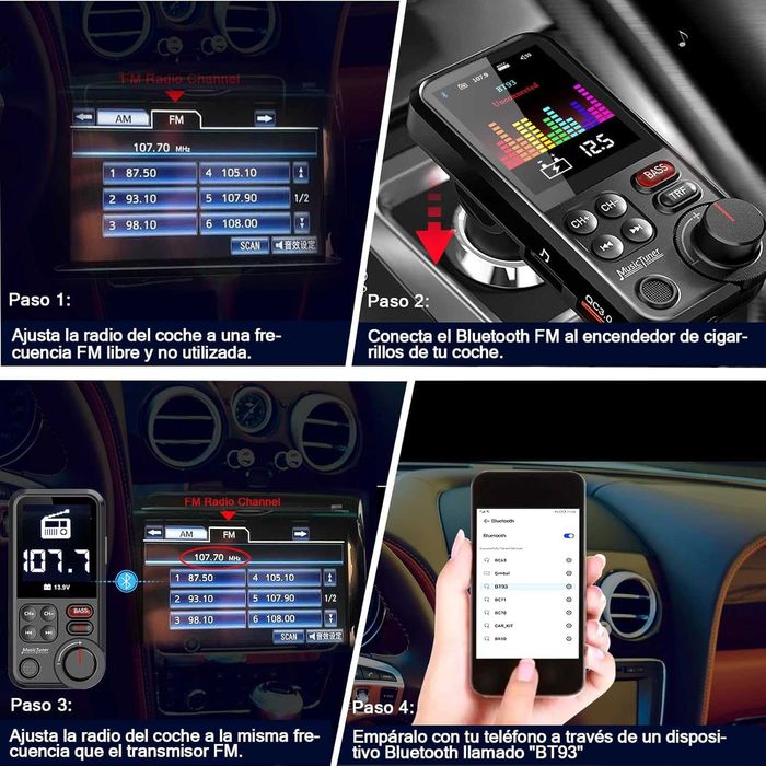 Bluetooth (mãos livres) para isqueiro do Carro com transmissor FM