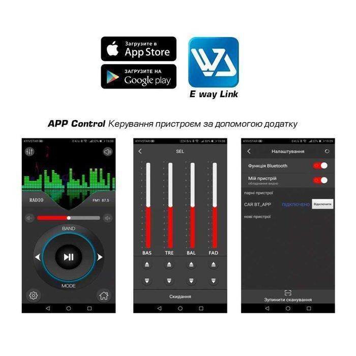 Автомагнитола MP3 1DIN ND-03 SD USB Bluetooth 4х50Вт, 6 RCA