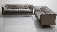 TBB DESIGN WIELKA SOFA 2+2 kanapa taupe welur złote nogi zestaw komple