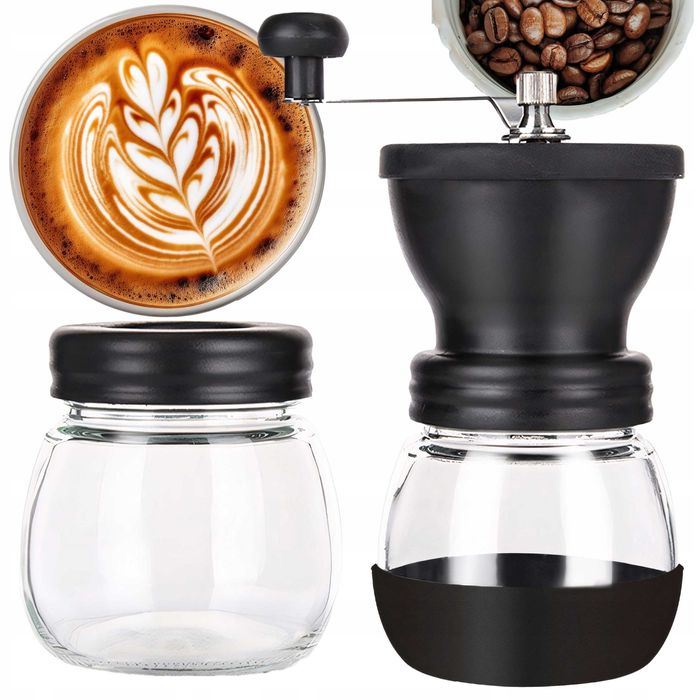 Ręczny Młynek Do Mielenia Kawy Pieprzu Soli Przypraw Ziół Mocny Czarny