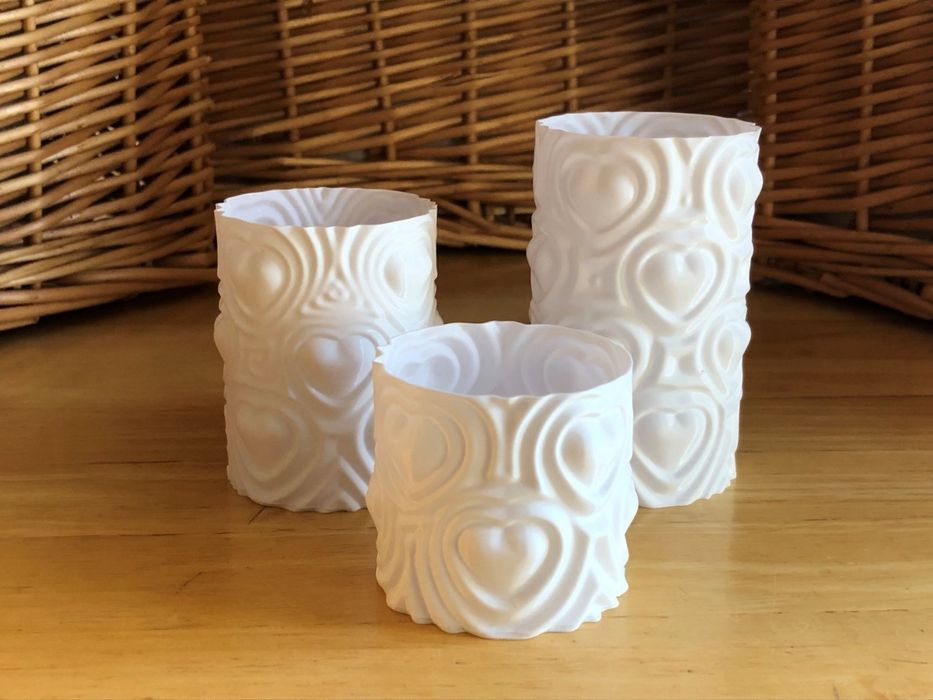 Vasos corações 3d