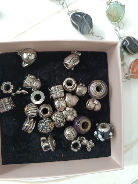 Pandora  pendentes raro antigos prata da lei 925  vidro muranoe fio