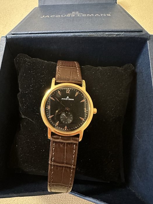 Часи Швейцарія Jacques Lemans  1-1321E шкіра позолота
