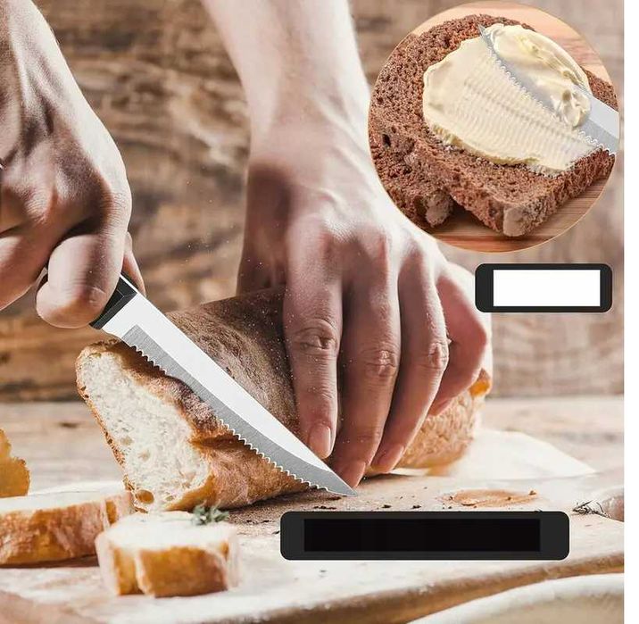 noże z ząbkami zestaw do steków burgerów mięsa grilla stalowe 4szt