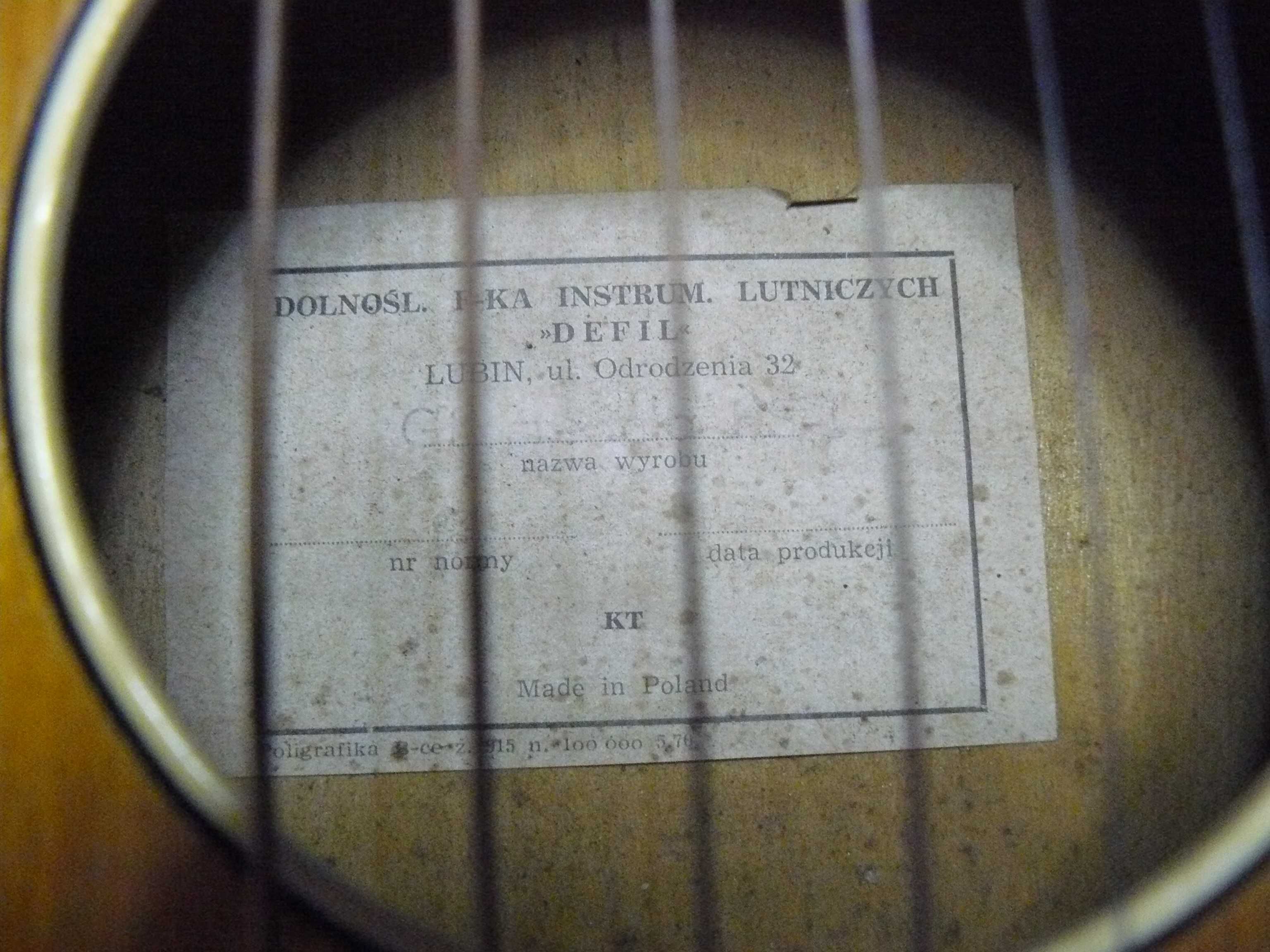 Gitara klasyk F-ka instr. Lutniczych ,,Defil,, Lubin 1973r. 50 lat