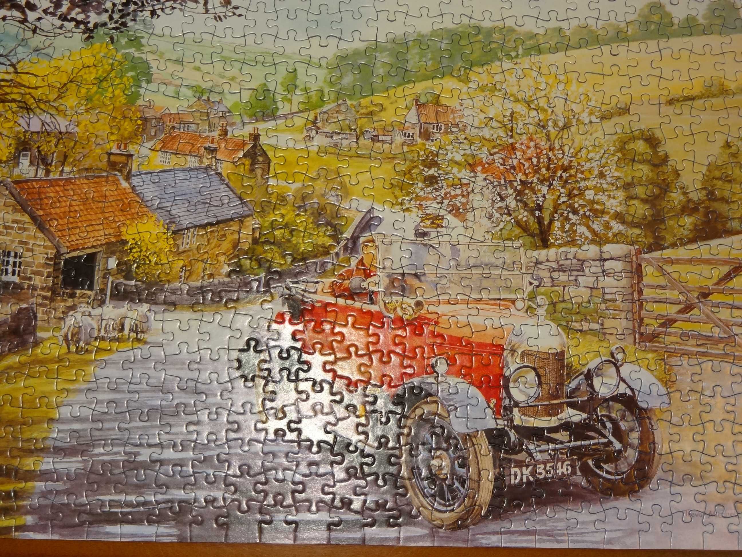 + Puzzle 500 elementów + wieś, angielskie stan dobry, 48x34 cm