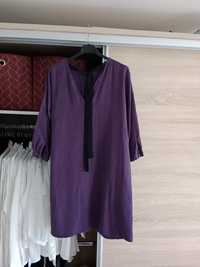 Fioletowa koszulowa sukienka z rękawem 3/4 medicine m