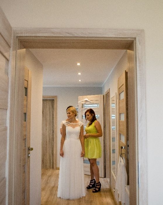 Suknia ślubna ivory XS/S 34/36 koronka tiul