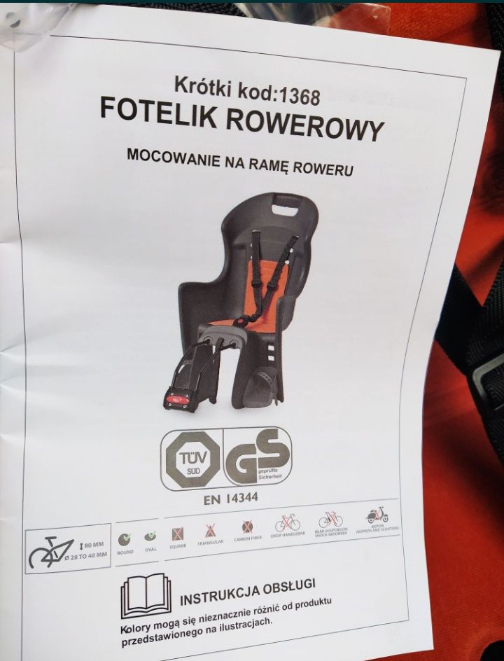 Nowy fotelik rowerowy na ramę 22 kg Polisport Boodie