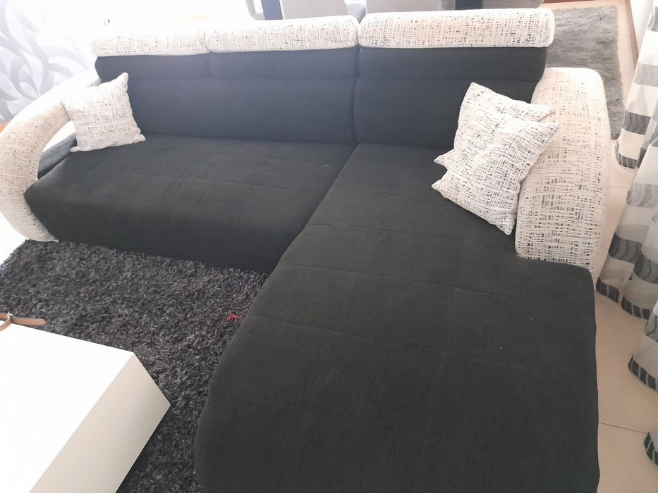 Sofa chaise longue Preto/Branco