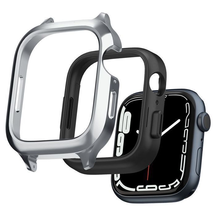 Zestaw Ochronny Spigen Metal Fit "Pro" Apple Watch 44/45mm, Srebrny
