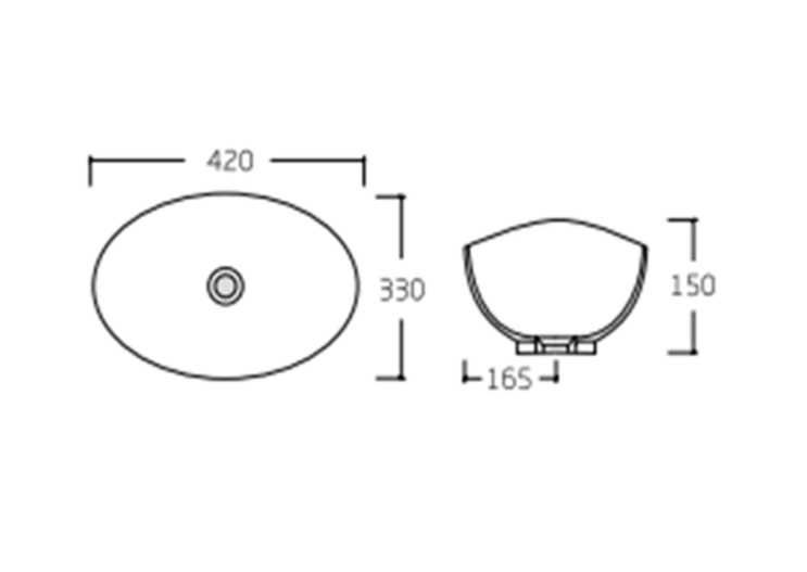 Умивальник на стільницю меблевий Dove, раковина накладна 420x330x150мм