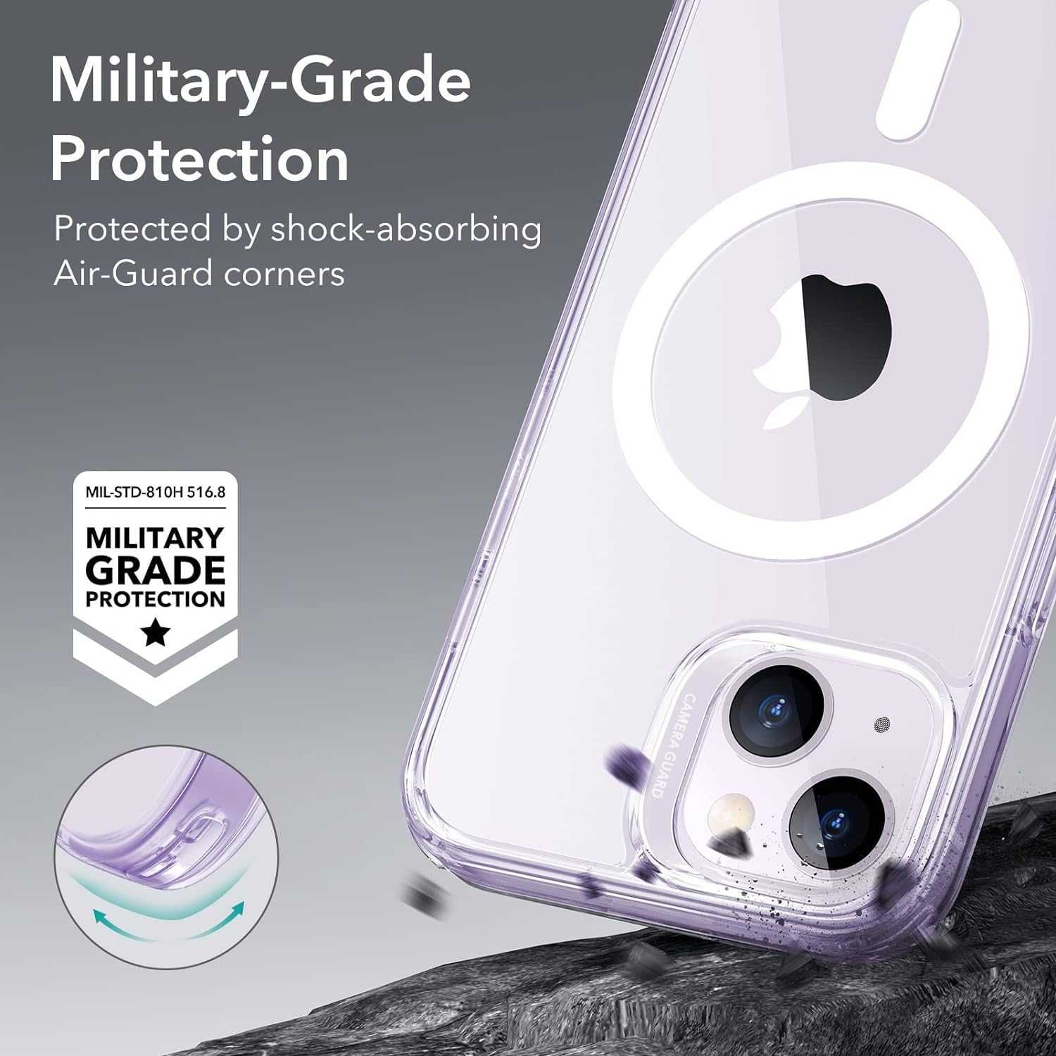 Plecki Etui Case ESR do Apple iPhone 13 Halo Lock Przejrzysty Fiolet