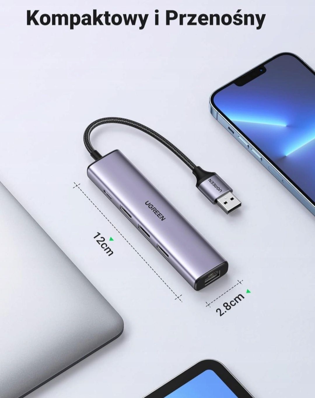 Ungreen Hub USB 3 USB 3.0 1 USB-C 1 Ethernet RJ-45 Gigabit 5w1