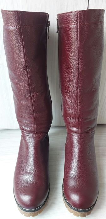 Чоботи жіночі, шкіряні, зимові, на каблуці