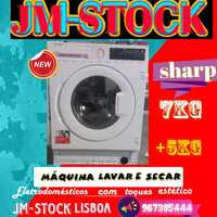 Máquina de lavar e secar roupa Sharp ES-NDIB7141WD de 7Kg/5kg /