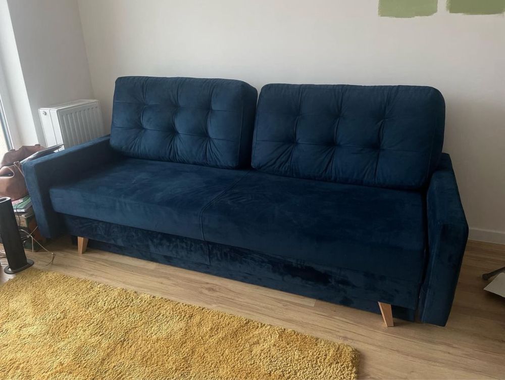 Sofa granatowa z funkcją spania 220x98