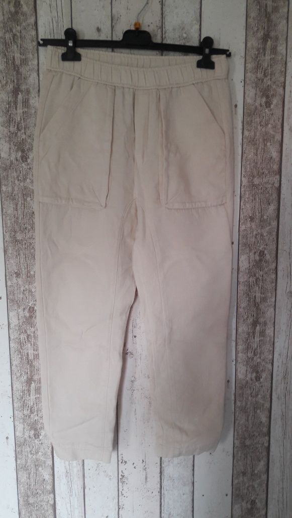 Letnie spodnie ecru Zara XS len