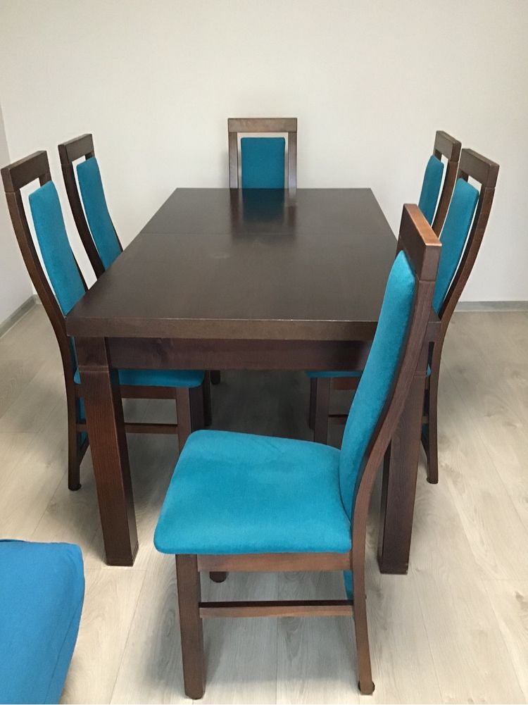 Stół do jadalni, salonu z 6 krzesłami, na zamówienie, 160x90x79.