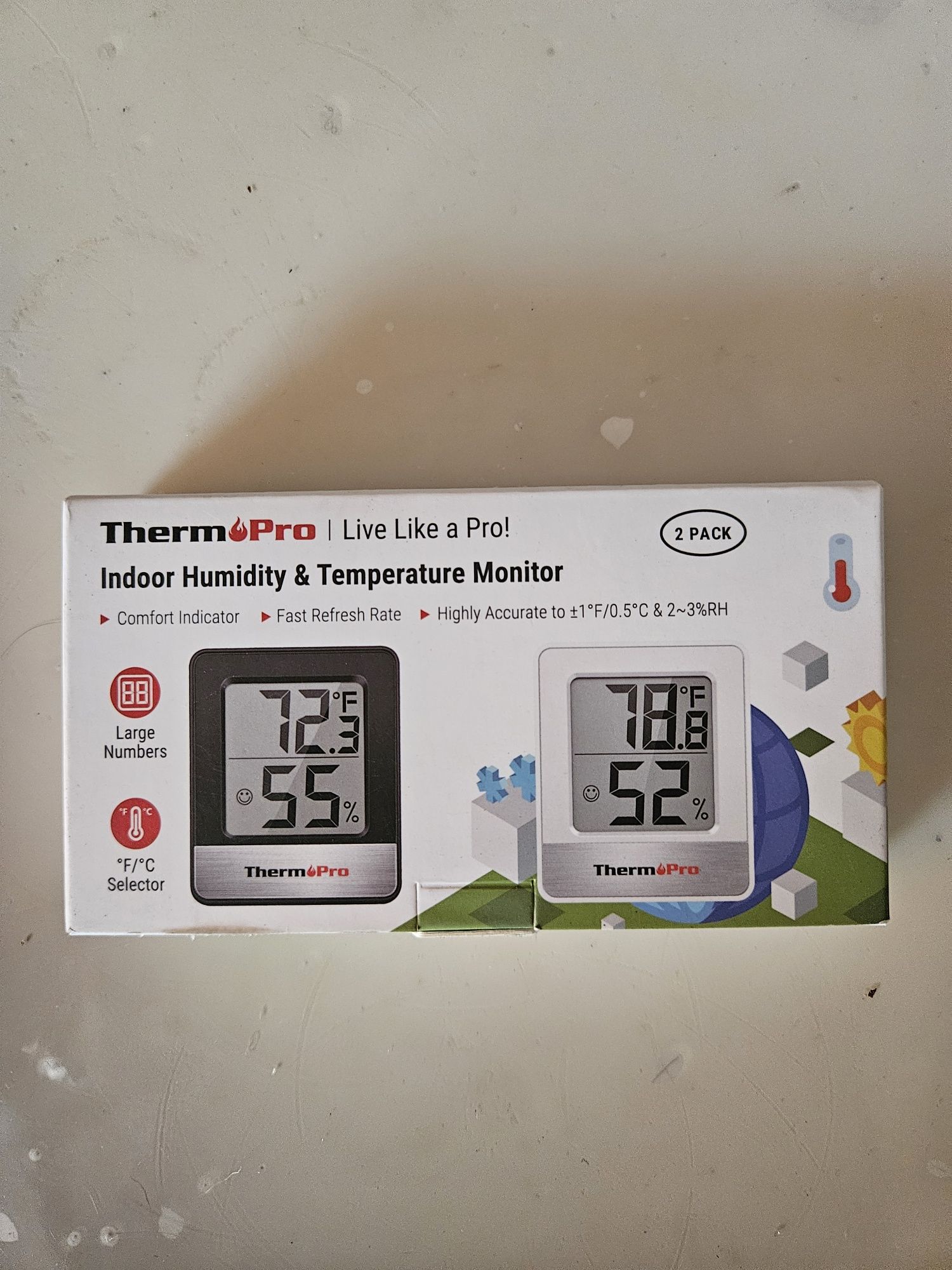 ThermoPro TP49 cyfrowy mini termometr z funkcją higrometru,