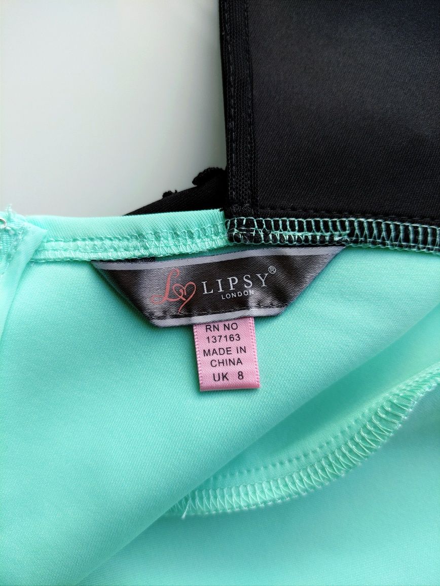 М'ятна сукня Lipsy XS бирюза мятное платье с кружевом неопрен свадьба