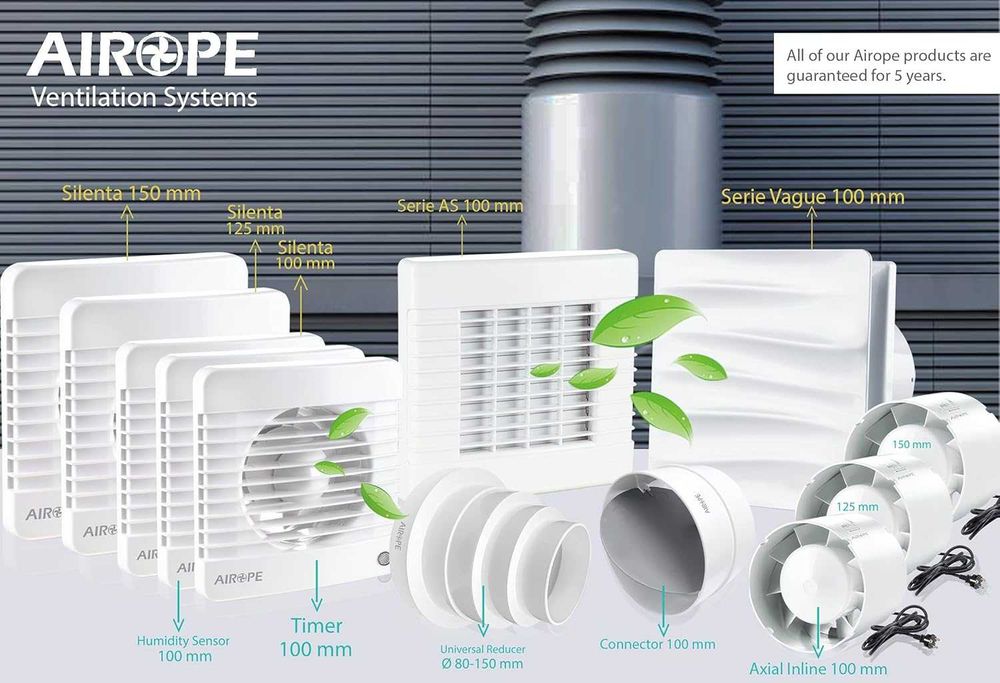 AIROPE  Ventilador Extração para WC 100 mm (NOVO em Caixa Nunca Usado)