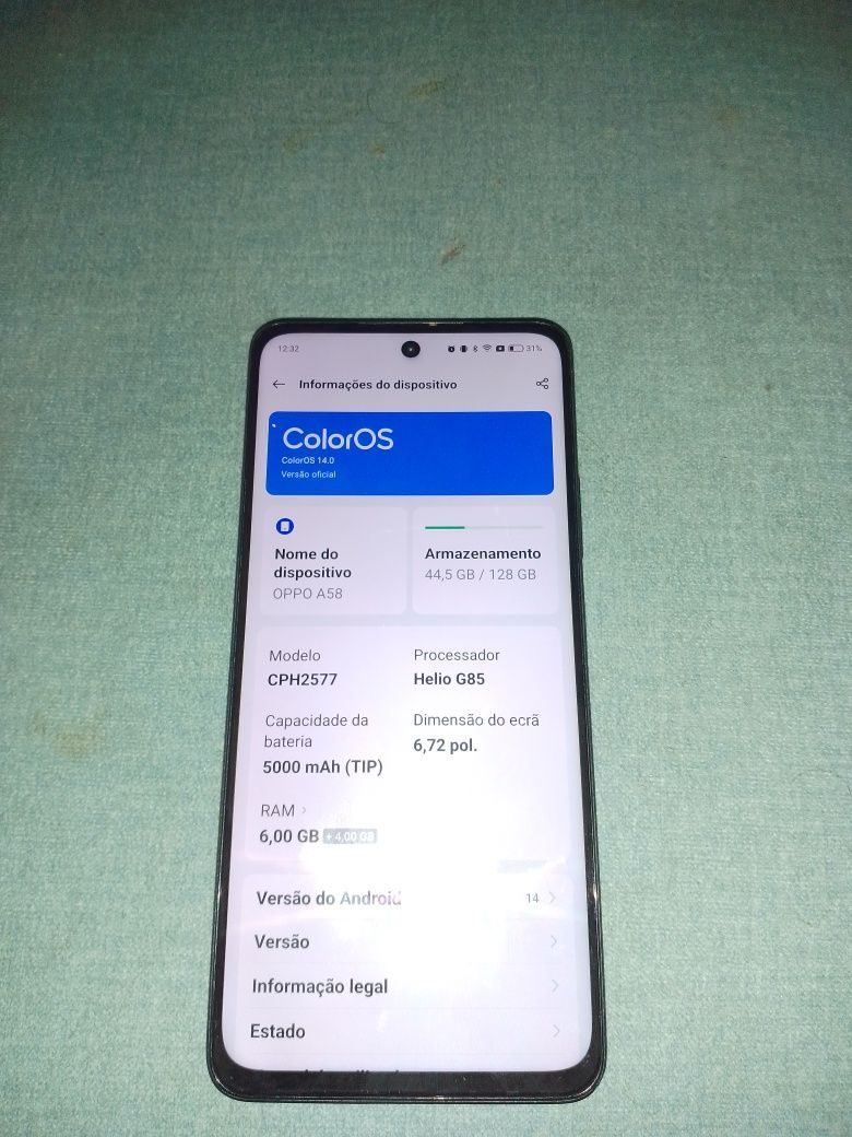 Vendo OPPO a58 usado mas em ótimas condições