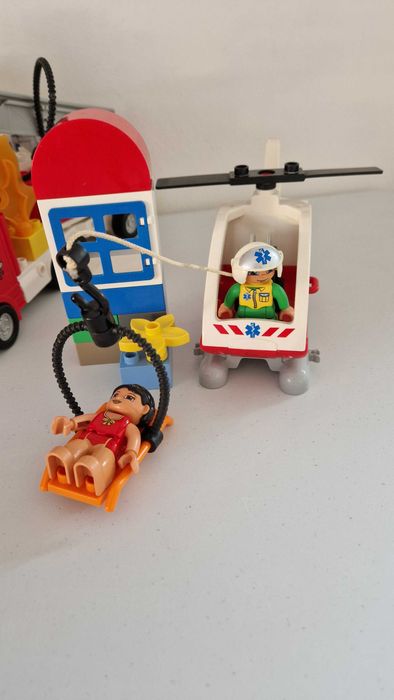 Lego Duplo mix straż pożarna policja helikopter ratunkowy