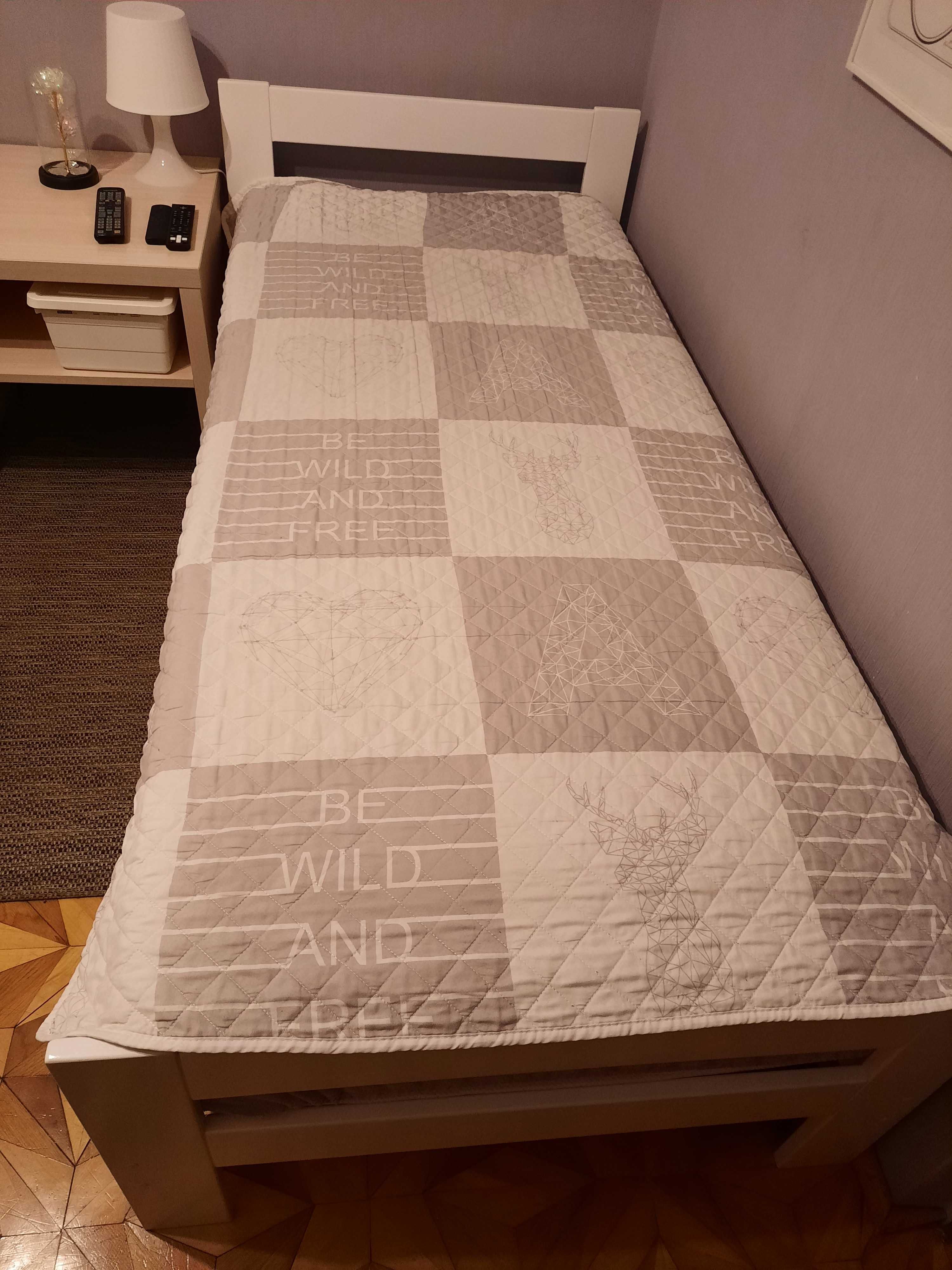 Łóżko białe z pojemnikiem 180x80 plus materac Hilding