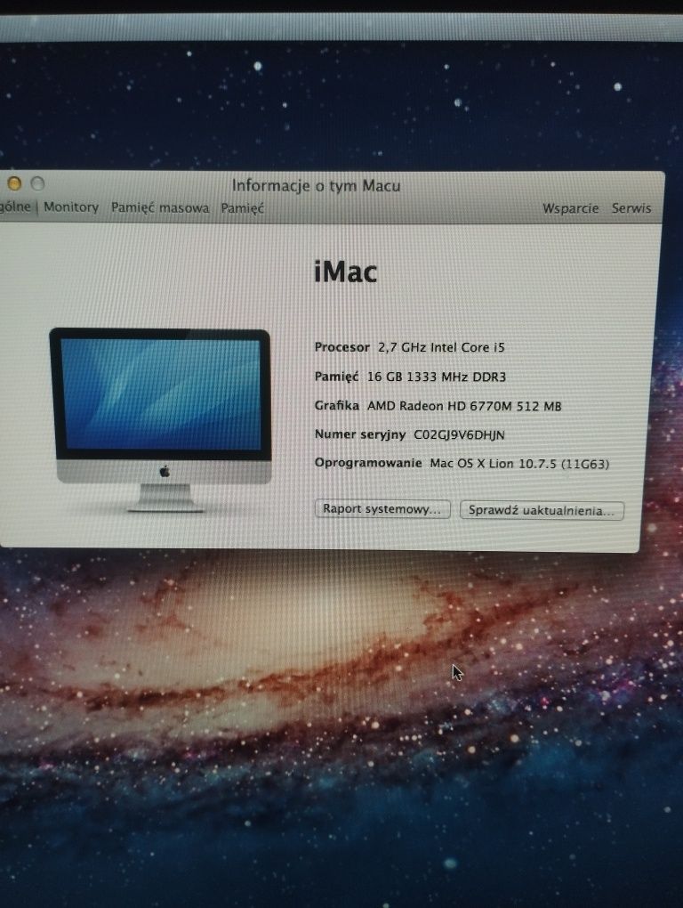iMac  21 cali. 16 bg ram. procesor  i5