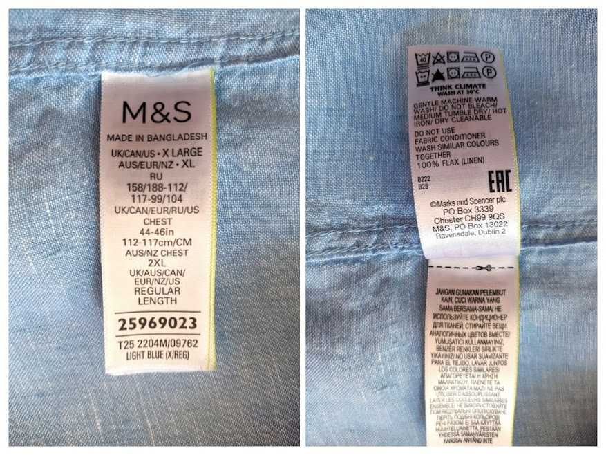 Рубашка Marks & Spencer® лён XL-XXL