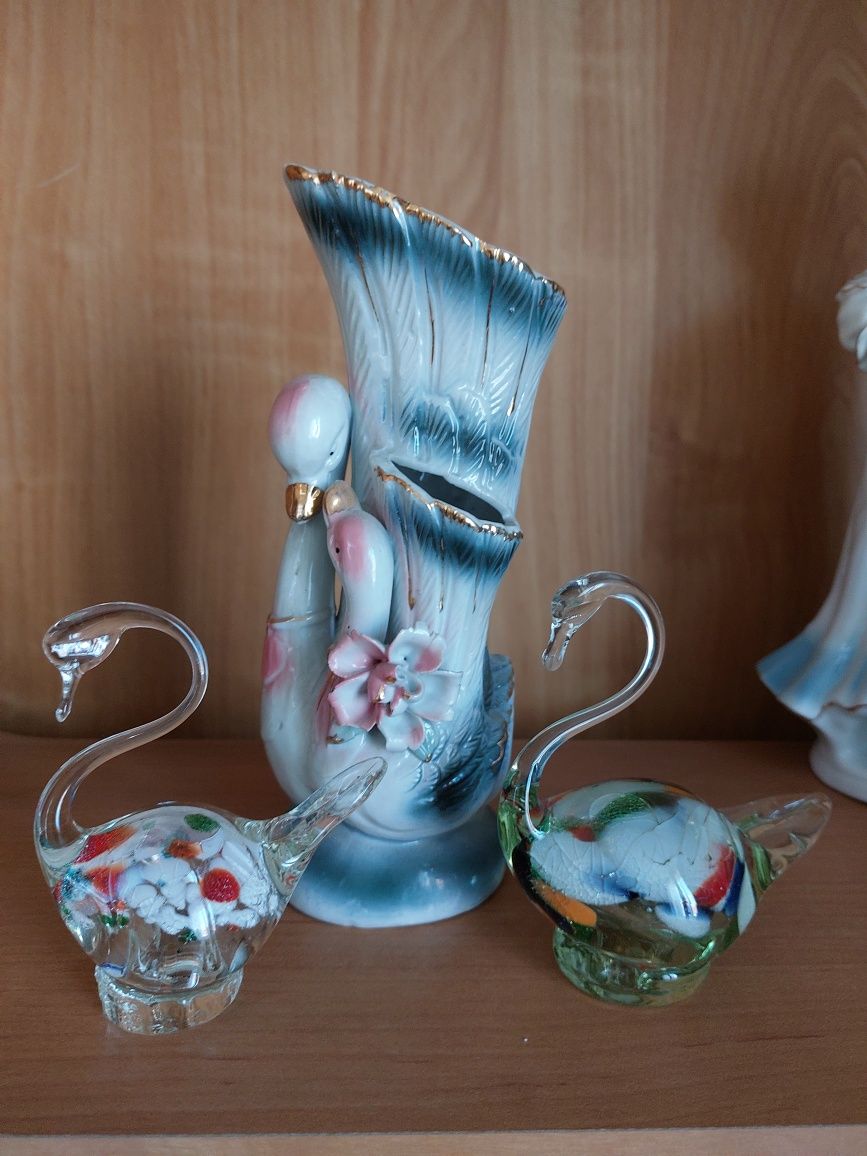 Wazon gratis  figurki szkło porcelana łabędzie