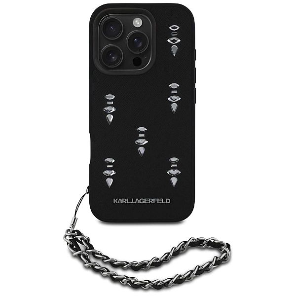 Etui Karl Lagerfeld Saffiano Crystals w/Chain na iPhone 16 Pro Max - c