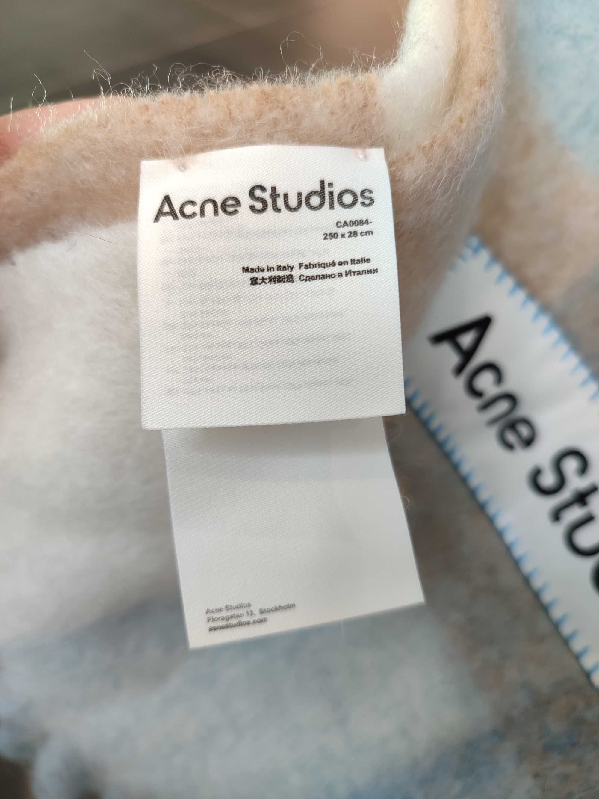 Шарф Acne Studios Checked Wool Fringe Scarf Pastel Blue/Beige