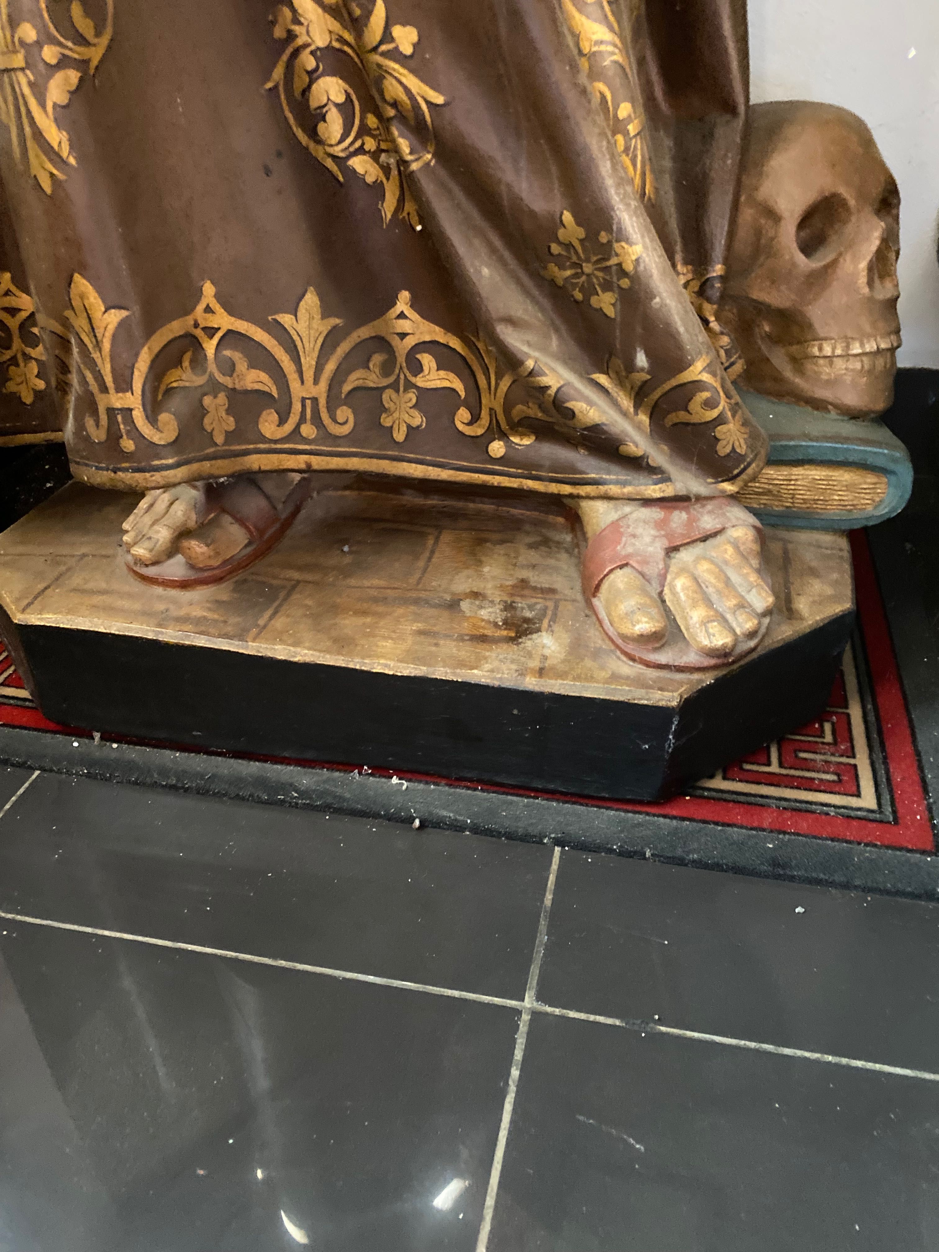 São Francisco de Assis Terracota  XIX 167 cm Arte Sácra