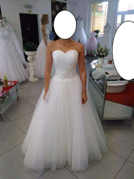 Śliczna sukienka ślubna rozm 36 + bolerko ze siateczki+biżuteria