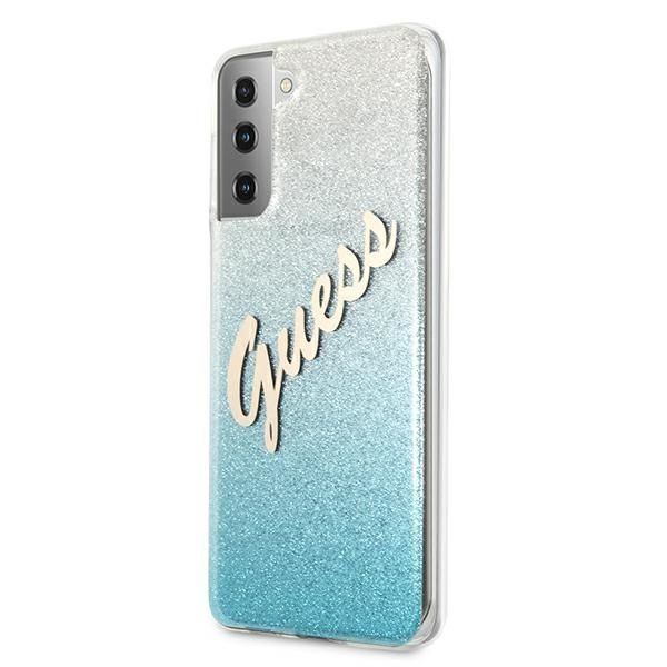 Guess Etui Gradient Glitter do Galaxy S21+ - Niebieskie