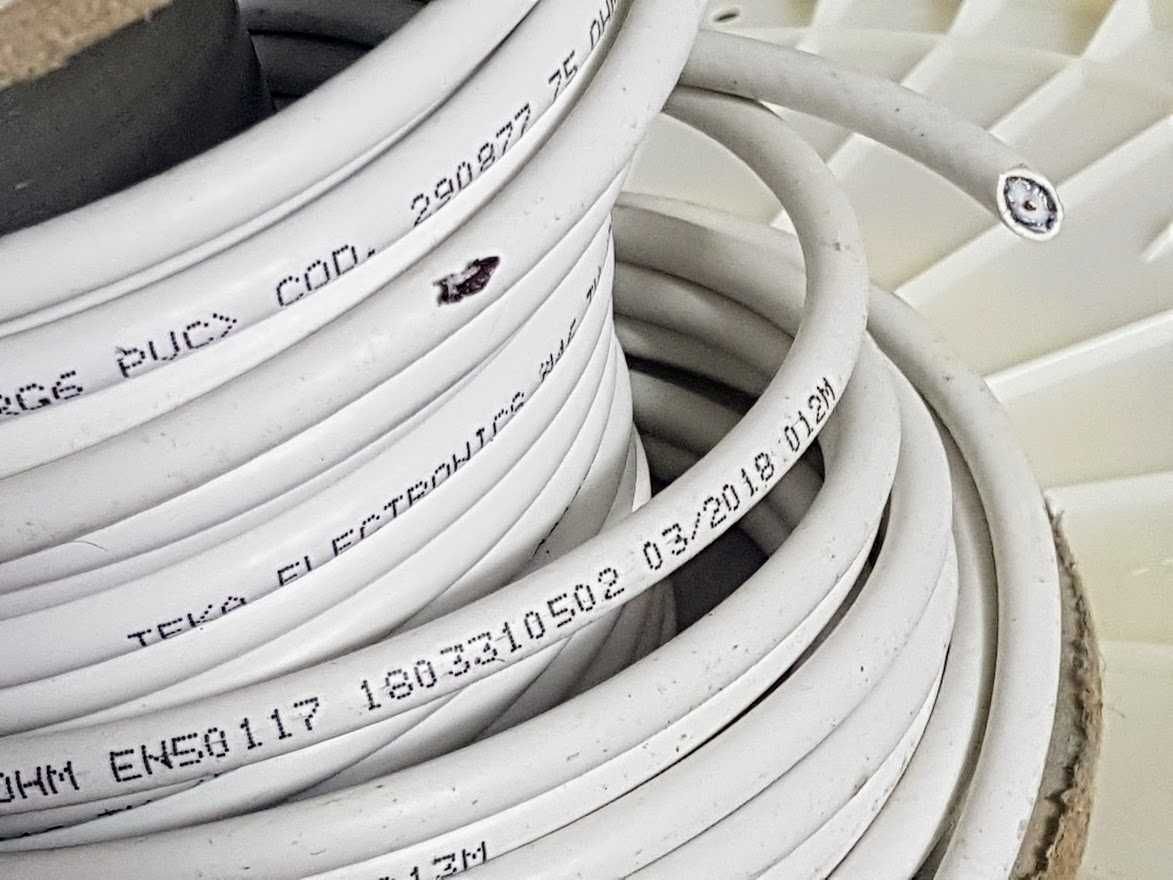 Cabo coaxial rg6 e fichas compressão repartidores televisão