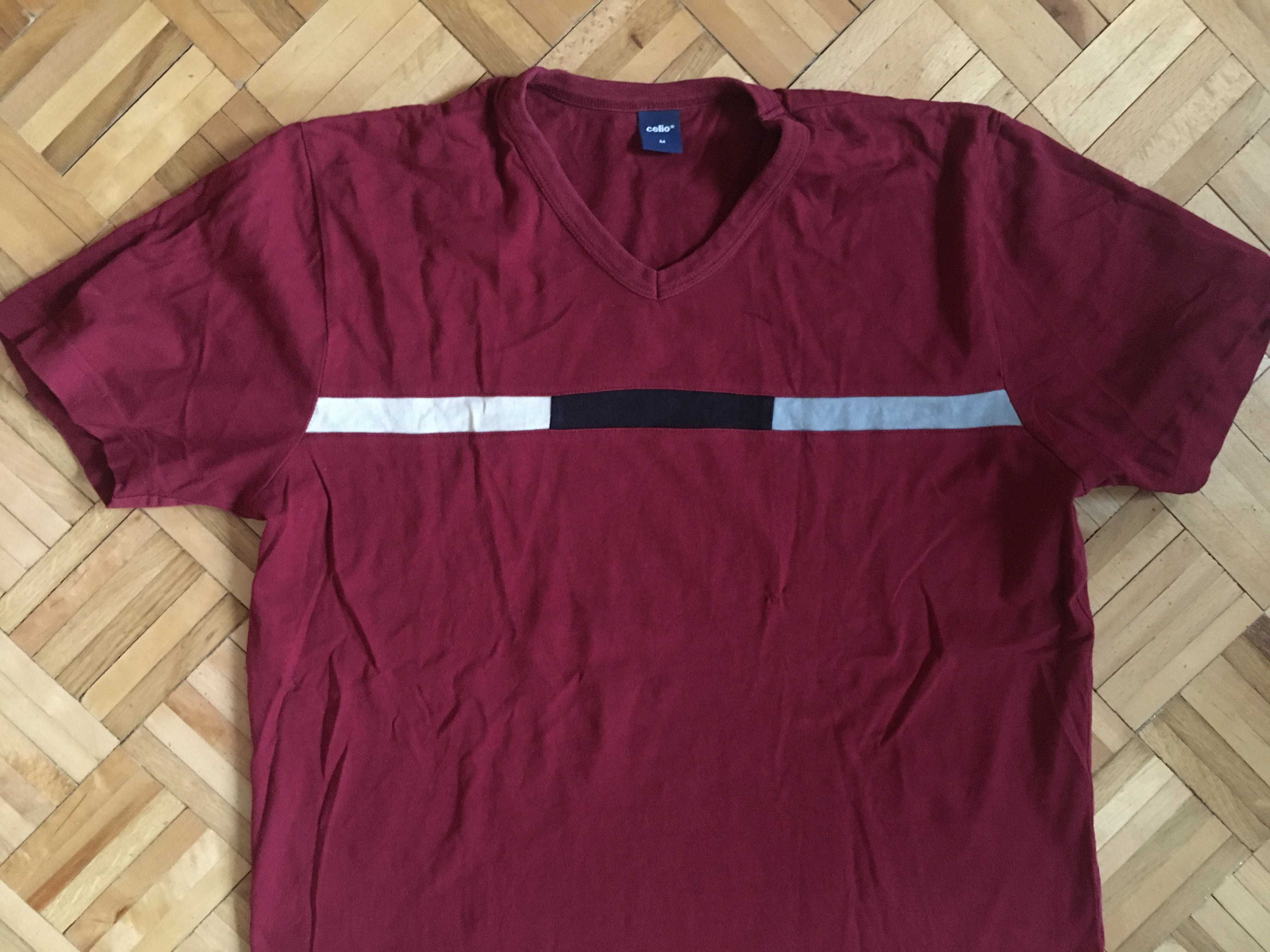 Burgundowy t-shirt Celio roz. M