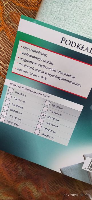 Podkład prześcieradło nieprzemakalne