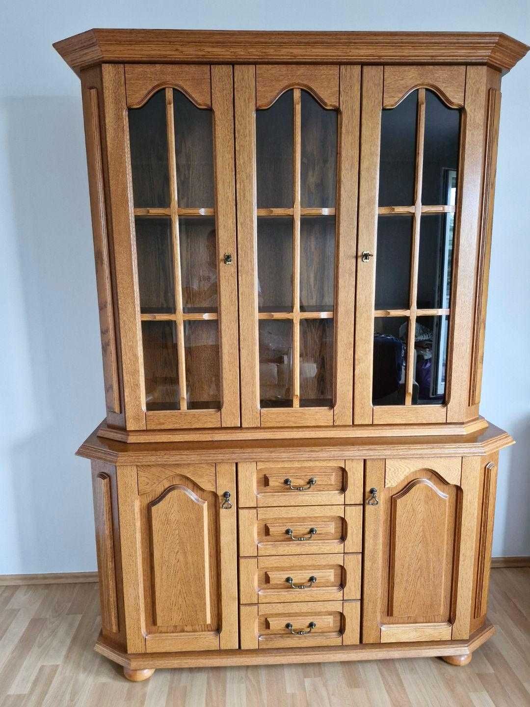 Komoda dębowa z witryną
