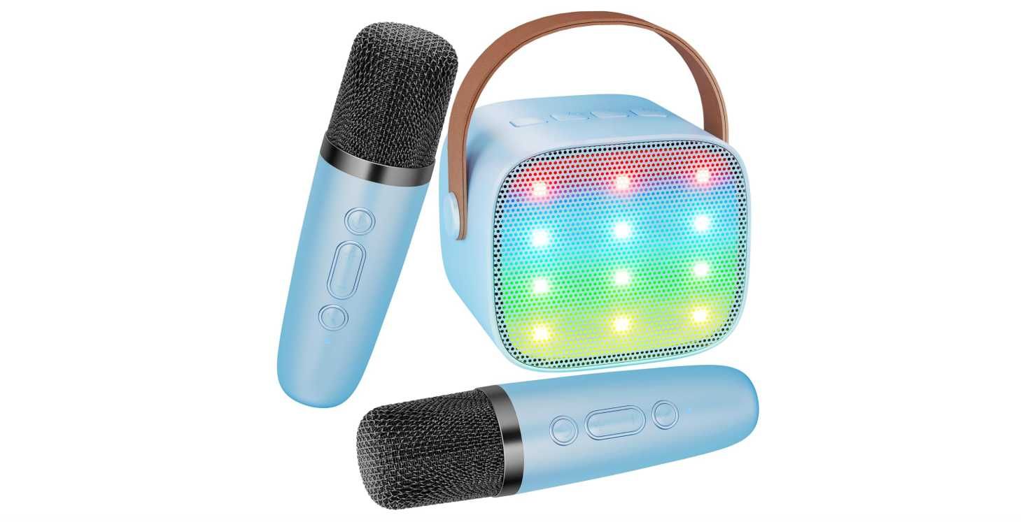 Mini zestaw do karaoke 2szt mikrofony + głośnik bezprzewodowy z bt