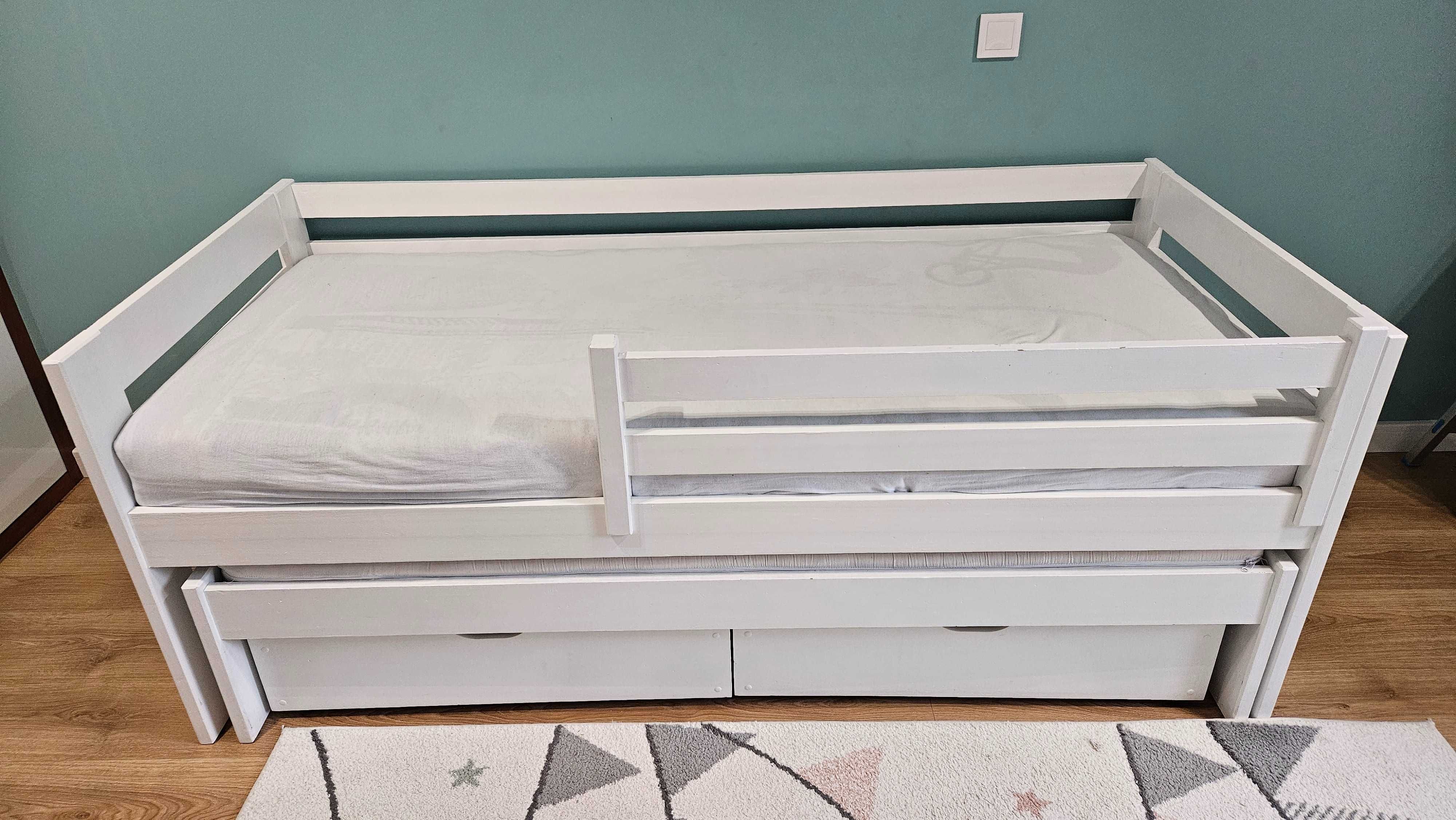 Łóżko podwójne z litego drewna 180x80 z szufladami + dobry materac.